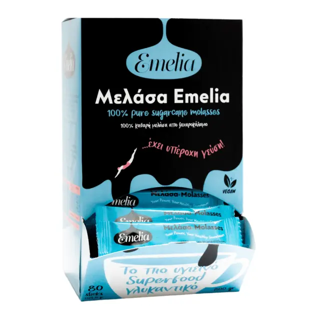 100% Καθαρή Μελάσα από Ζαχαροκάλαμο σε Stick (80τμχ) - Emelia – 800ml 5200139060233