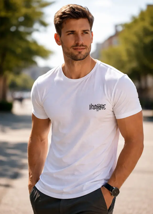 T-shirt Noshame® Λευκό με τύπωμα - 142649 - XXL
