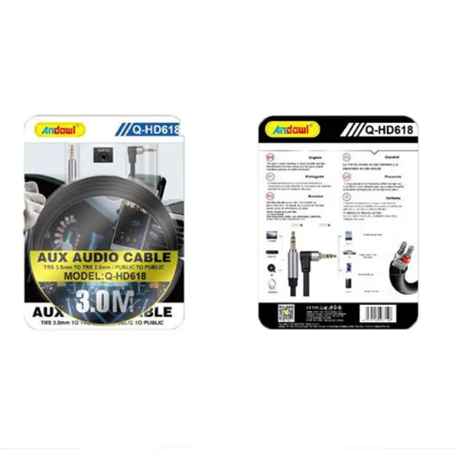 Andowl Q-HD618 Aux Audio Καλώδιο TRS 3.5mm To TRS 3.5mm Μαύρο 3m 2