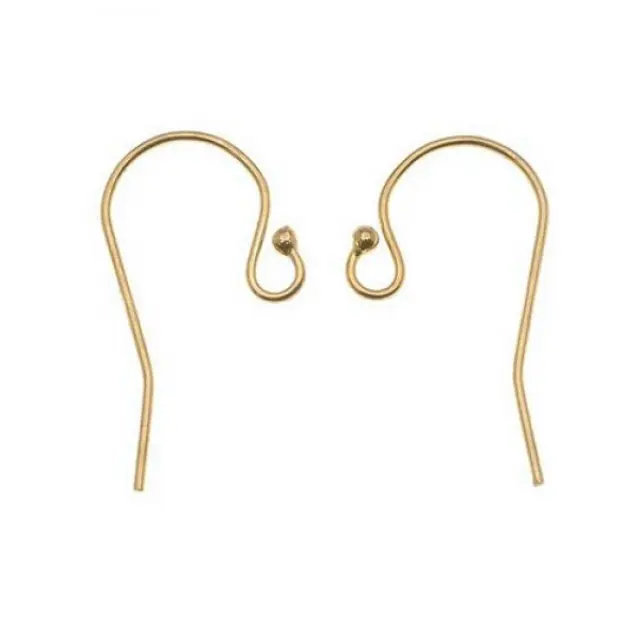 Σκουλαρίκια Hook Real 18K Gold Plated 21mm με Μπίλια 1.5mm - 4τεμ