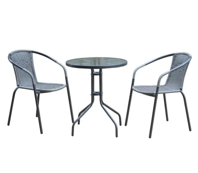 Τραπεζαρία Σετ BALENO Μέταλλο/Wicker Γκρι Τραπ:D. 60x70/Πολ:53x58x77cm