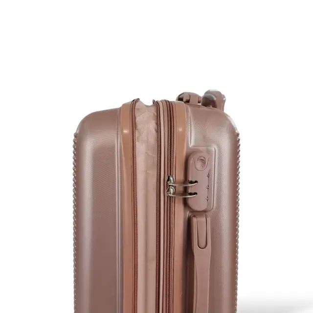 *Limited Edition* Σκληρή Βαλίτσα Καμπίνας 55x40x20 +5cm Επέκταση & Σακίδιο Πλάτης Ταξιδίου 40x30x20 PLAYFULBAGS PS705C-SET2. - Ροζ/Χρυσό 3