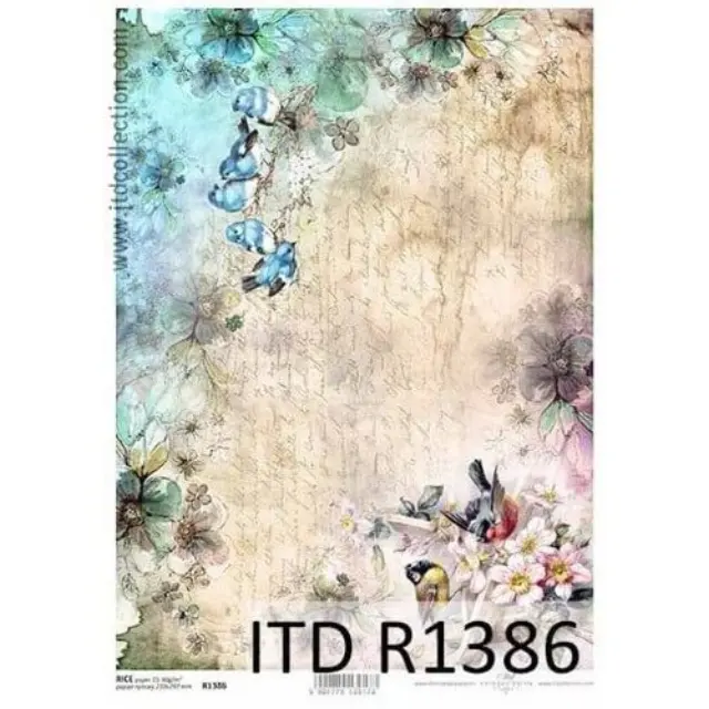 Ριζόχαρτο ντεκουπάζ ITD, Πουλάκια, 21x29cm, R1386