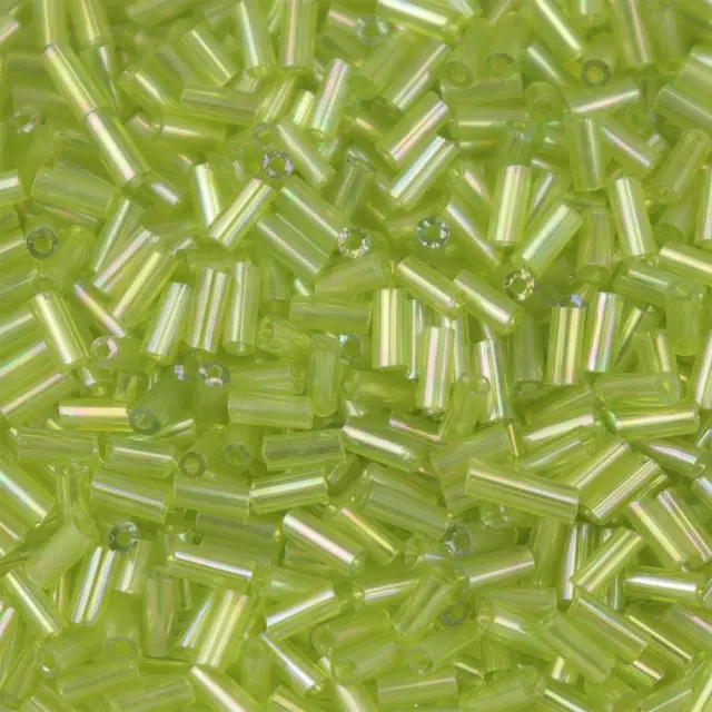 Χάντρα Glass Bugles Transparent Rainbow Yellow Green 5mm - 25gr
