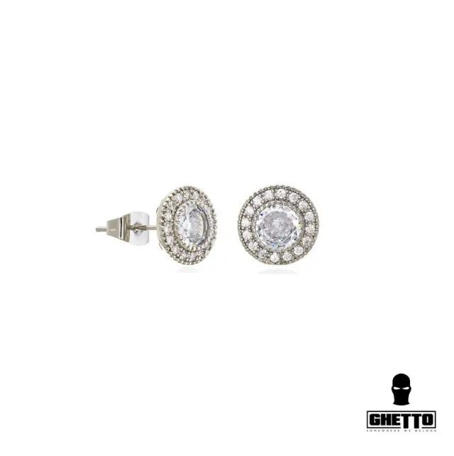 Ghetto 2023 Hip Hop Jewelry Round Stud Earrings Iced Out