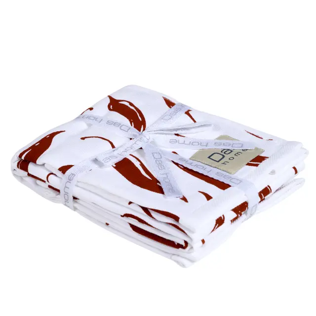 Πετσέτες Κουζίνας Σετ 2 Τεμ 40x60 Das Home 0736 White-Bordeaux 100% βαμβακερό 2
