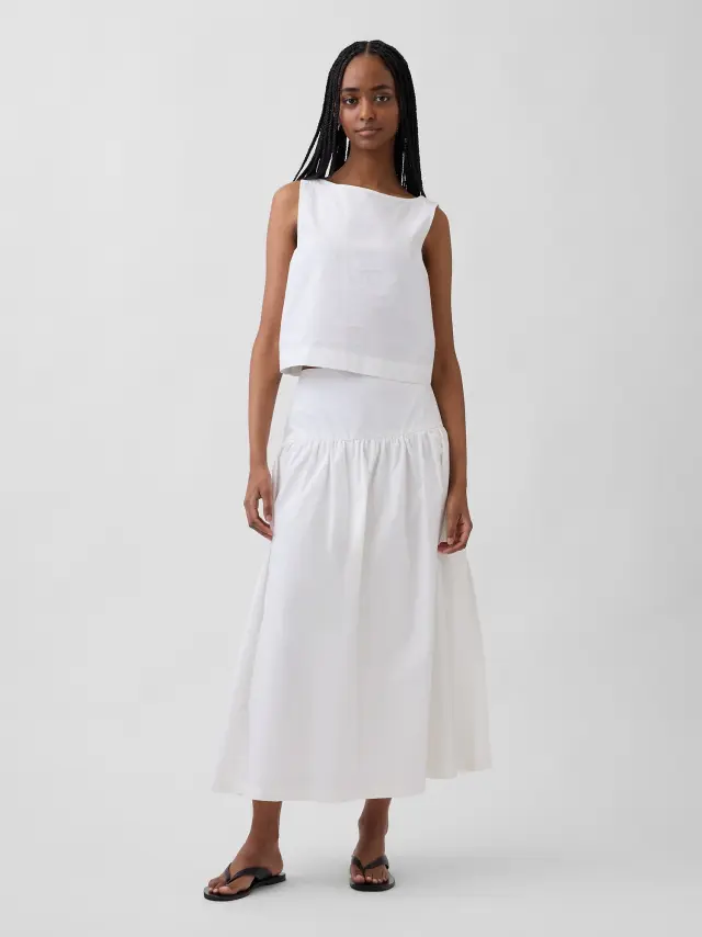Γυναικεία Maxi Φούστα Drop-Waist απο Ποπλίνα Optic white