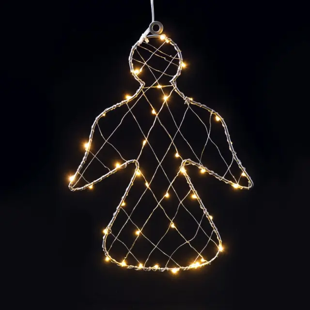 2D ΚΡΕΜΑΣΤΟ ΜΕ ΜΕΤΑΛΛΙΚΑ ΜΟΤΙΒΑ ΑΓΓΕΛΟΣ 40 ΜINI LED ΣΕ ΣΕΙΡΑ ΘΕΡΜΟ ΜΕ ΚΑΛΩΔΙΟ ΧΑΛΚΟΥ & ΑΝΤΑΠΤΡΟΡΑ 3V DC / XWANGEL29A