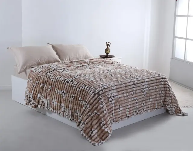 Flannel κουβέρτα 2502 (160cm x 220cm) μπέζ - -