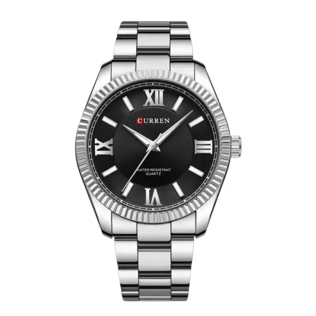 Curren Ανδρικό Ρολόι 42mm Μπαταρίας με Μπρασελέ Ασημί/Μαύρο Αδιάβροχο Καθημερινής Χρήσης 8453-black