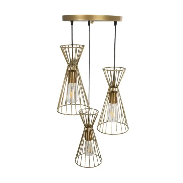 FLIXIO Vintage Κρεμαστό Φωτιστικό Οροφής Χρυσό με Ντουί 3 x E27 201-0126 3