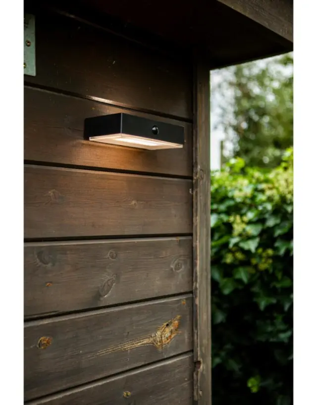 FADI Wall PIR Matt Black 2700K - 6500K (CCT) Solar LUTEC connect Integrated Panel