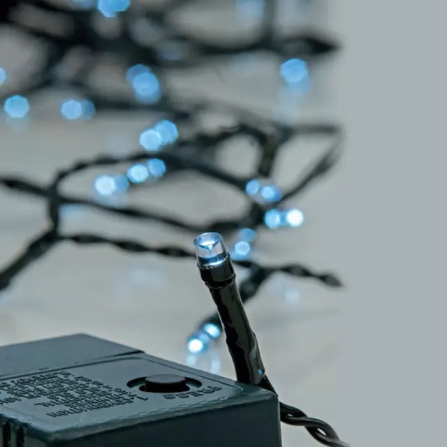 180 Led Σε Σειρά Με Πρόγραμμα Και Μετασχηματιστή, Πράσινο Καλώδιο, Λευκό Led IP44