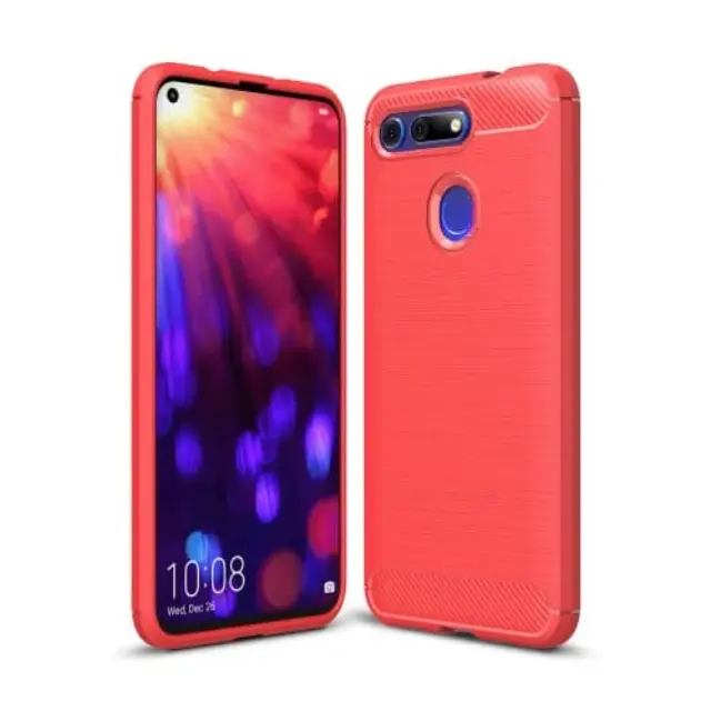 Κάλυμμα Πλάτης Brushed Carbon TPU για Huawei Honor V20/View 20 Red OEM