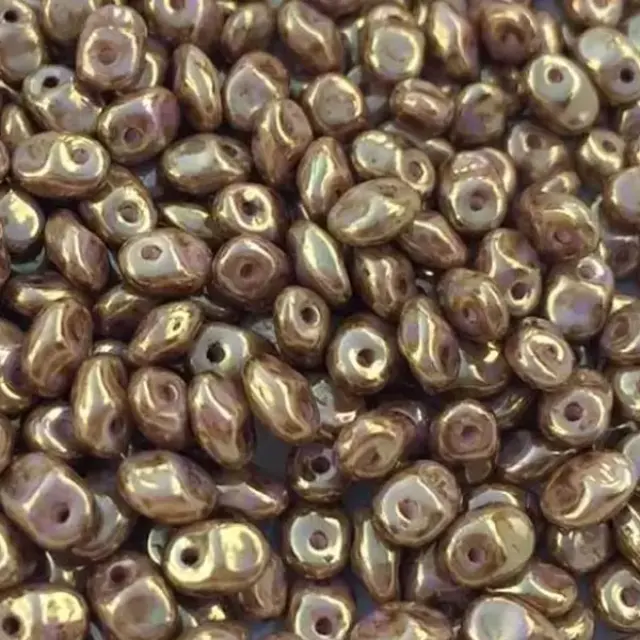 Χάντρα MiniDuo - Chalk Senegal Brown Purple 2x4mm ~7gr