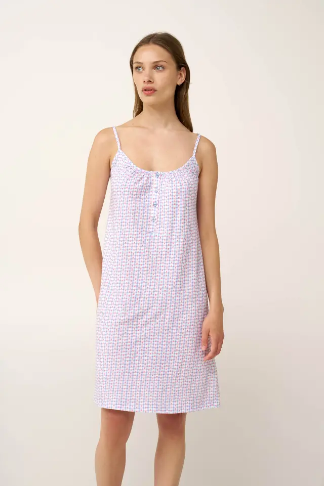 Βαμβακερό Νυχτικό με Τιράντες Vamp 24246 BLUE KENTUCKY
