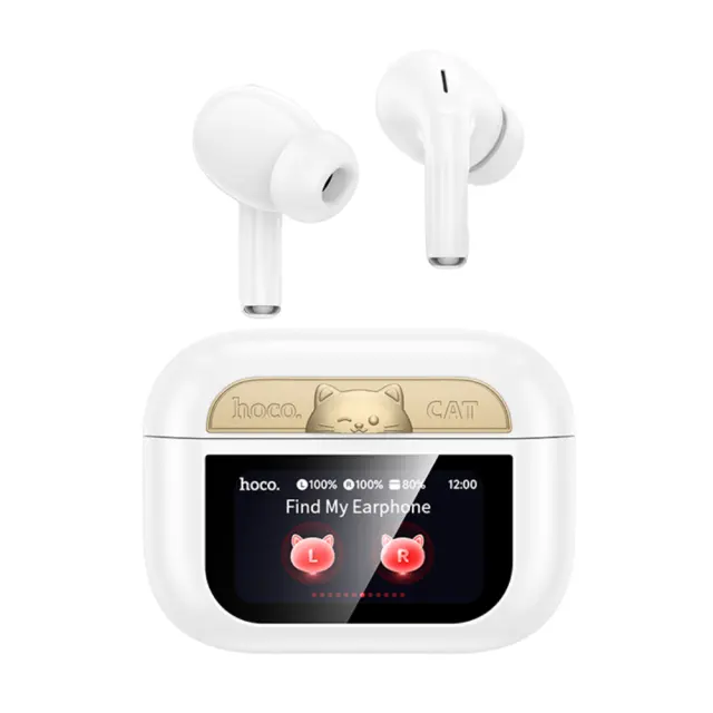 Wireless Hands Free Hoco EW88 Rampino ANC v5.4 280mAh 4 Ώρες Ομιλίας Σύστημα Εύρεσης Ακουστικού και Οθόνη Αφής Λευκά 3