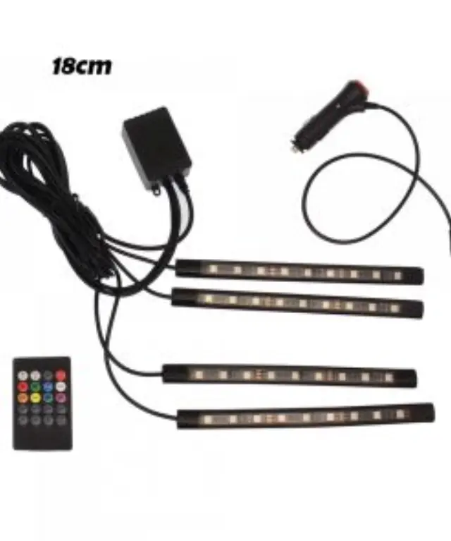 Εσωτερικά LED Φώτα Αυτοκινήτου Music RGB 18cm με Τηλεχειριστήριο 4τμχ