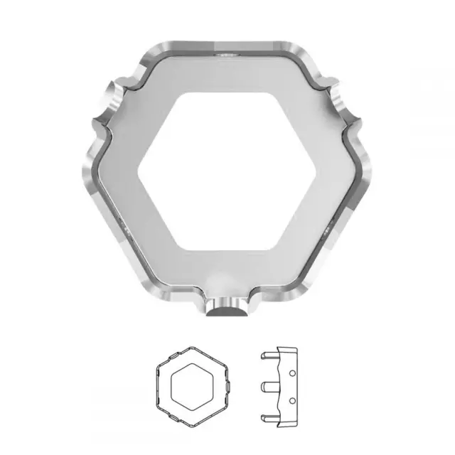 Καστόνι Swarovski 4683 Hexagon 10x11.2mm με 3 Νύχια - Rhodium Plated - 6τεμ