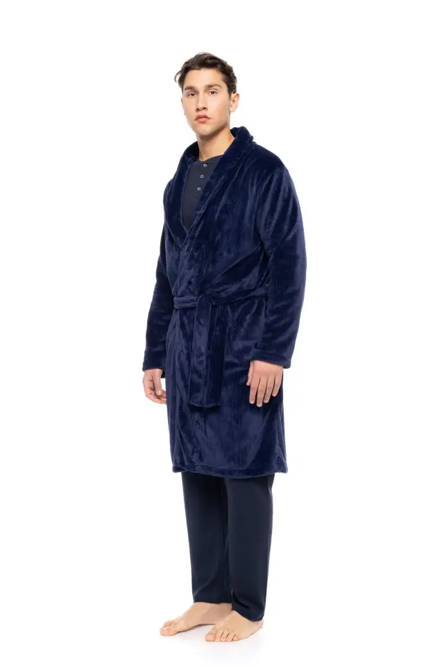 WN-M261 - Yacht Blue - ROBE LONG SOFT STRIPES NOS - L 3