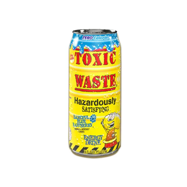 Toxic Waste Energy Drink Zero Calories Baneful Blue Raspberry 473ml