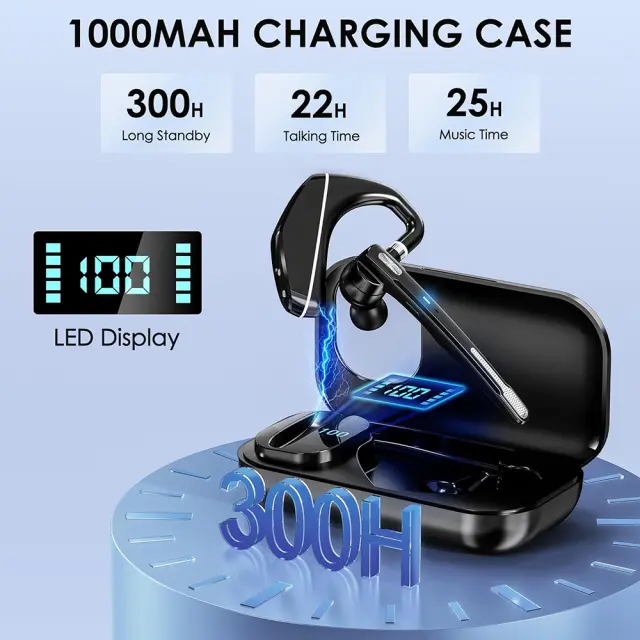 Techsuit Hearyo A6L Bluetooth Handsfree Ακουστικό με ENC, Dual Mic, Bluetooth 5.3 & Θήκη Φόρτισης 96 Ωρών Μαύρο 2