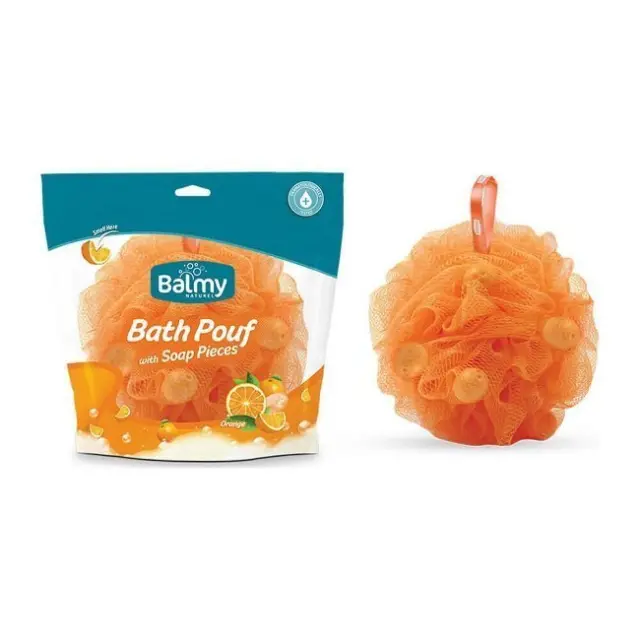 Vican Bath Pouf Σφουγγάρι με Πέρλες Σαπουνιού με Άρωμα Πορτοκάλι σε Πορτοκαλί Χρώμα 1τμχ