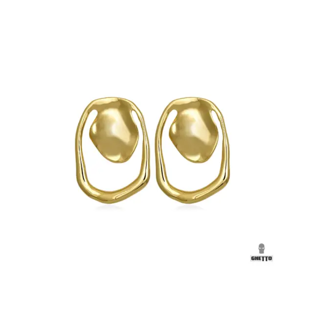 Ghetto Elegant Square New Style Earrings Stainless Steel Gold