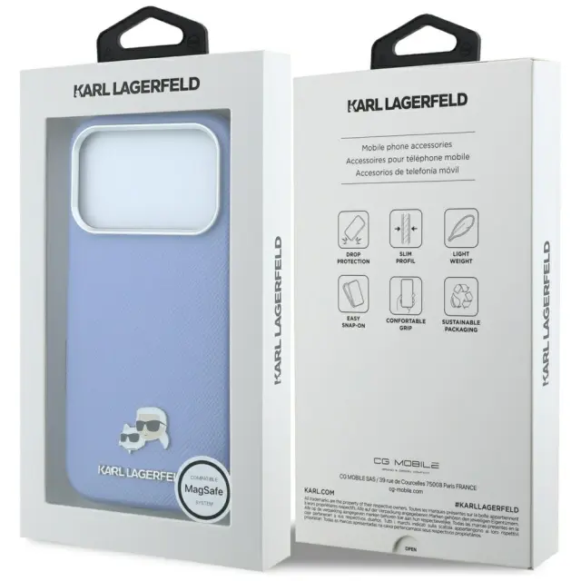 Karl Lagerfeld® Semi Wrap K&CH Heads MagSafe Θήκη για iPhone 17 Pro Max/18 Pro Max- Blue. 2