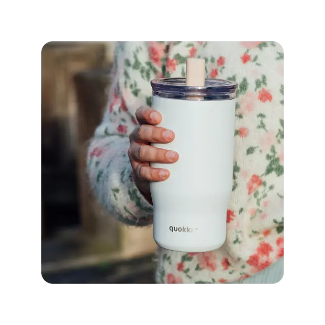 Quokka Κούπα Θερμός Ανοξείδωτο BPA Free Λευκό Ivory 720m με Καλαμάκι- 40140 3