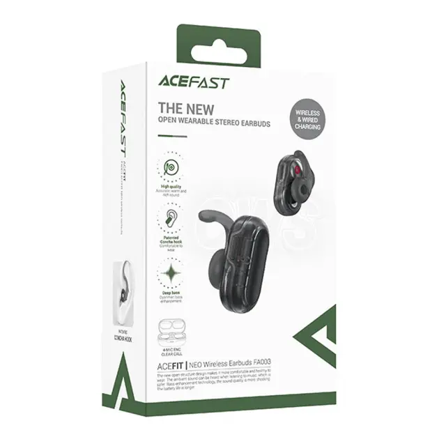 Wireless Earphones Hands Free Acefast FA003 TWS v5.3 550mAh 8hr Λειτουργίας 4-Mic ENC Τεχνολογία IPX4 και Ασύρματη Φόρτιση Μαύρα 2