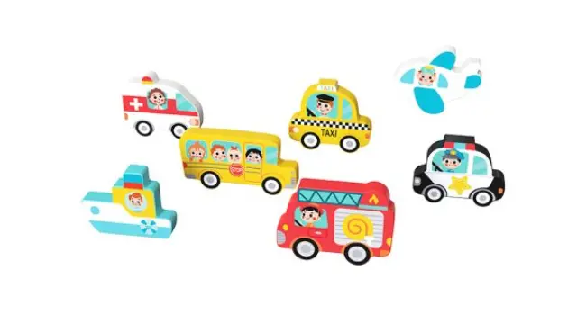 Tooky Toy Ξύλινα Σφηνώματα Μέσα Μεταφοράς TH634 2