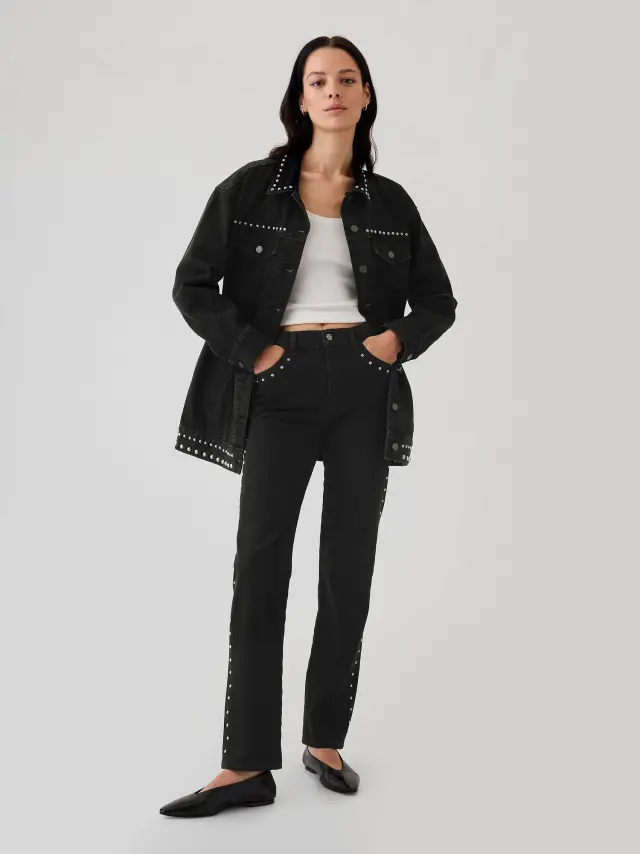 Μαύρο Ψηλόμεσο Studded '90s Straight Τζιν black - 24REG