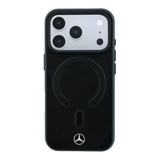 Mercedes PU Leather 3D MagSafe Case for iPhone 18 Pro Black/Anthracite 3
