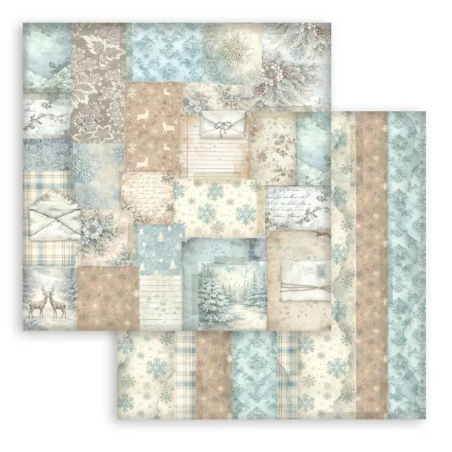 Χαρτιά scrapbooking 10τεμ, 30.5×30.5cm Stamperia, White Christmas, Backgrounds 2