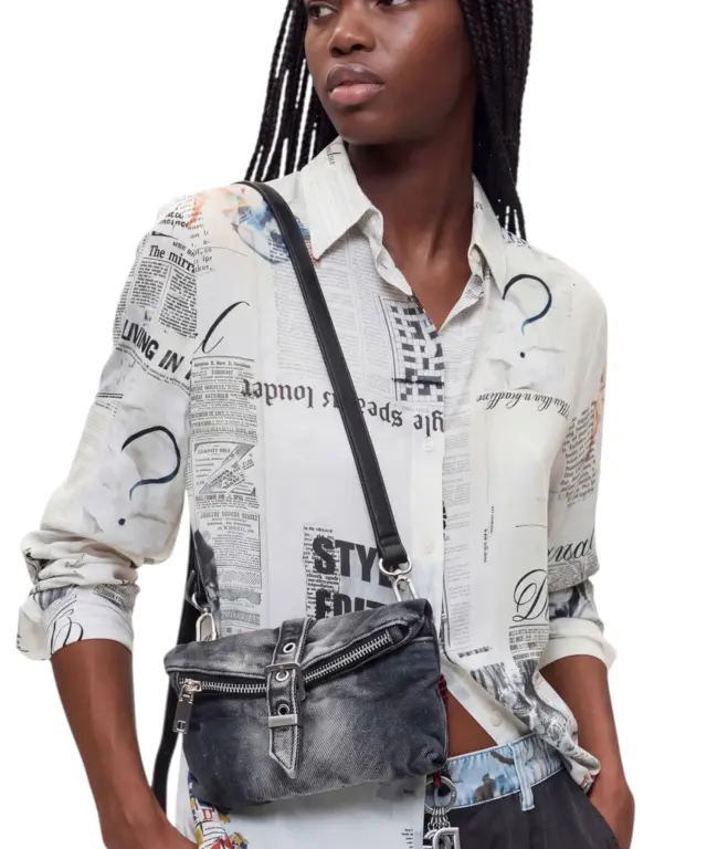 Desigual - Γυναικεία Τσάντα Ώμου Half Logo Denim 26WAYD01-2070 Μαύρο 2