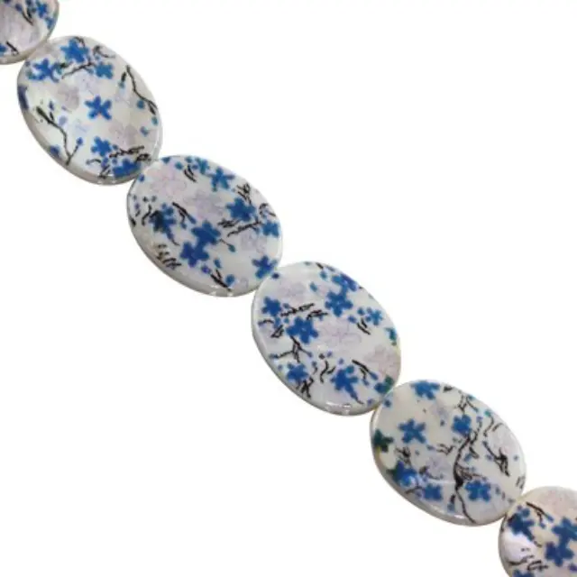 Mother of Pearl Οβαλ Πλακέ Flower 13x18mm ~20τεμ
