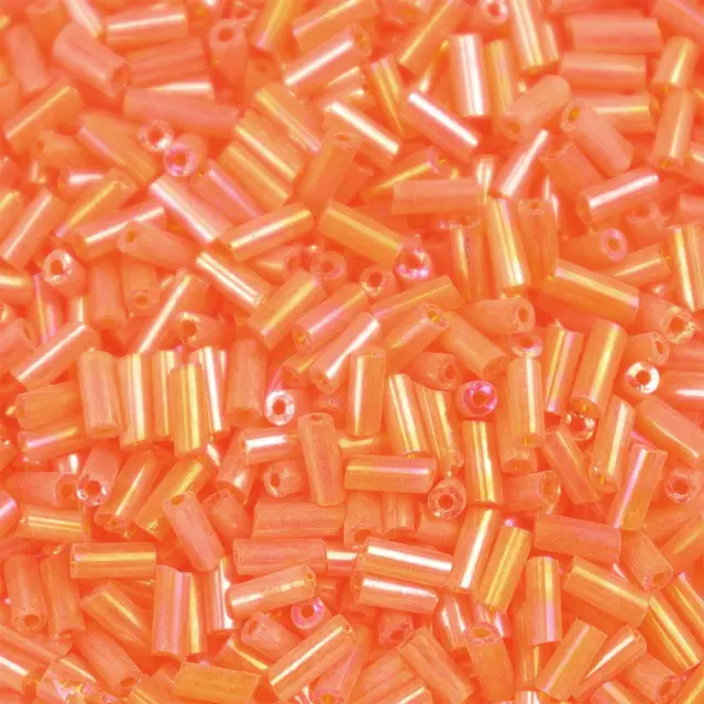 Χάντρα Glass Bugles Transparent Rainbow Red Orange 5mm - 25gr