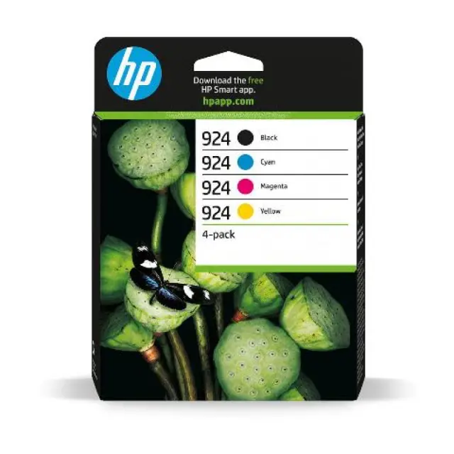 HP 924 Γνήσιο Πακέτο 4 Μελανιών Εκτυπωτή InkJet Κίτρινο / Κυανό / Ματζέντα / Μαύρο (6C3Z1NE)