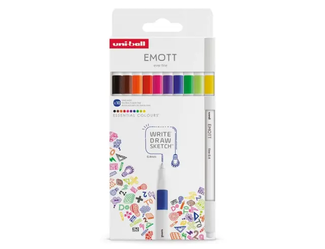 Μαρκαδόροι Σχεδίου Uni-Ball Essential Emott με πάχος μύτης 0.4mm - 10 τεμάχιαEMOTT 10P SET ESSENTIAL COLOURS