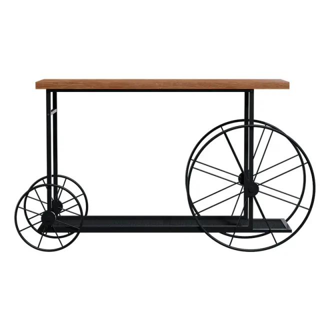 Κονσόλα Bike pakoworld χρώμα μαύρο-καρυδί 148x28x85εκ 3