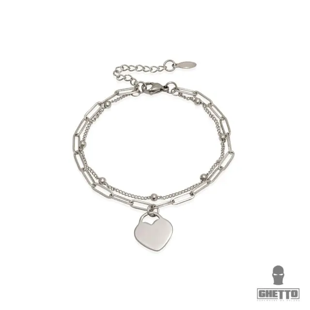 Ghetto Heart Double Layer Bracelet SS