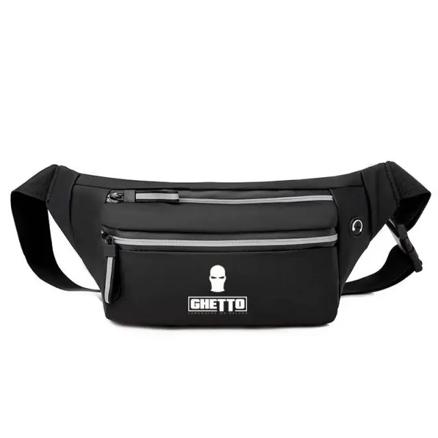 Ghetto Fashion Unisex Waist Bag | Waterproof Running + Travel Belt Bag Black