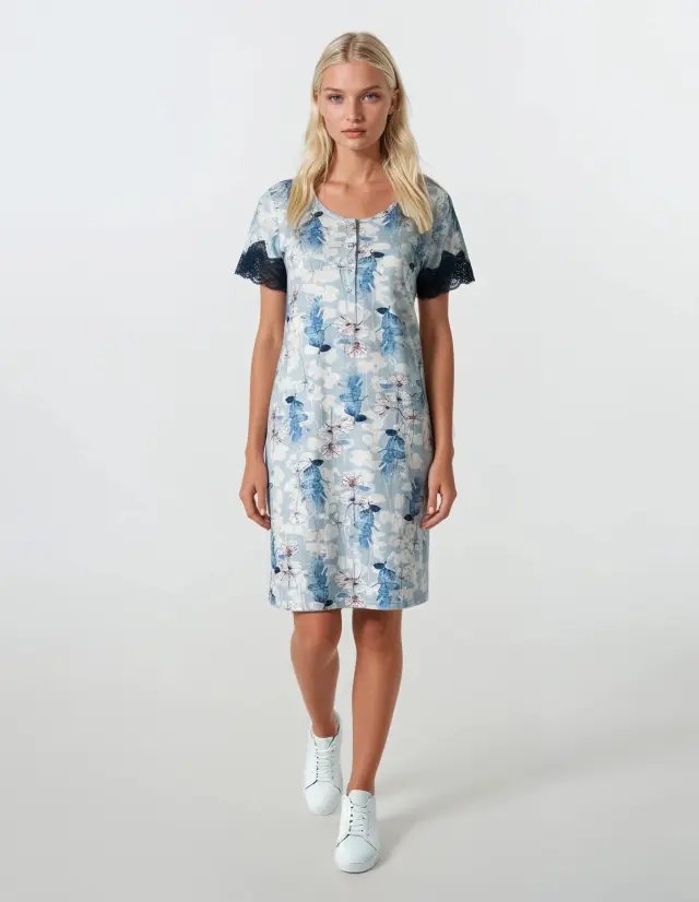 S755 - Type - NIGHTGOWN BLUE FLOWERS - M