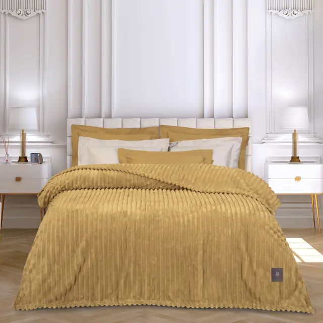 Κουβέρτα 220X240 Υπέρδιπλη 400gsm Essential Greenwich Polo Club 3488 Ochre 100% Πολυέστερ