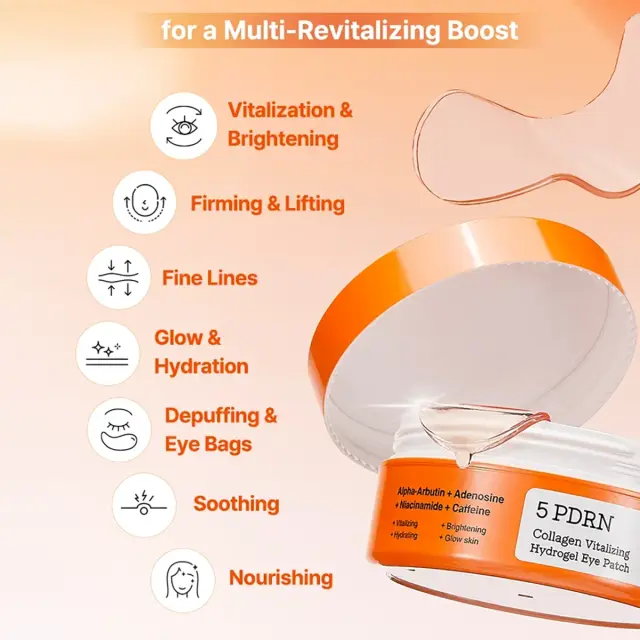 Cosrx 5 PDRN Collagen Vitalizing Hydrogel Eye Patch Επιθέματα Ματιών με PDRN, Κολλαγόνο, Νιασιναμίδη, Καφεΐνη & Υαλουρονικό Οξύ, 60 patches 2