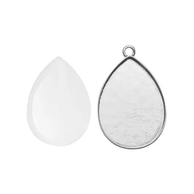 Δάκρυ Καστόνι Μενταγιόν 26x19mm + Γυάλινο Καμπουσόν