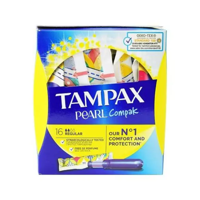 Tampax Compak Pearl Regular Ταμπόν Υψηλής Απορροφητικότητας, 16τμχ