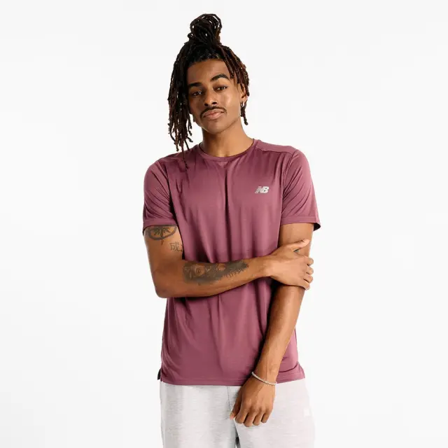 New Balance Run T-Shirt (MT41222-FDP) - Βυσσινί