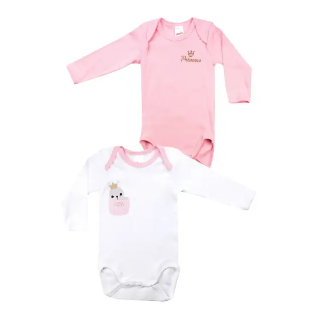 Minerva Φορμάκι Baby Κορίτσι Princess - Διπλό Πακέτο, Χρώμα Λευκό-Ροζ - 3-6 M